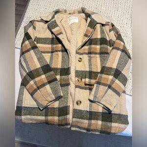 American Eagle Plaid Coat with Sherpa Lining